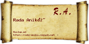 Rada Anikó névjegykártya