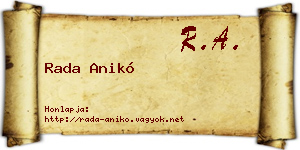 Rada Anikó névjegykártya